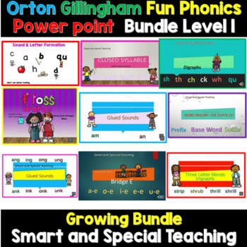 Preview of Level 1 Units 1-14 First Grade Phonics Power point Google Slides Bundle