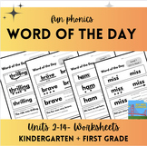 Level 1, Word of the Day Worksheets, Units 2-14! Complete 