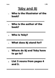 Level 16 text: BJ and Toby worksheet