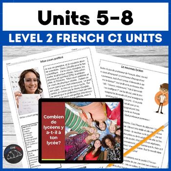 Preview of Level 2 French curriculum units 5-8 bundle - comprehensible input