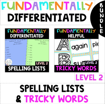 Preview of Level 2 | Trick Word Cards and DIFFERENTIATED Spelling Lists | Fun Phonics 