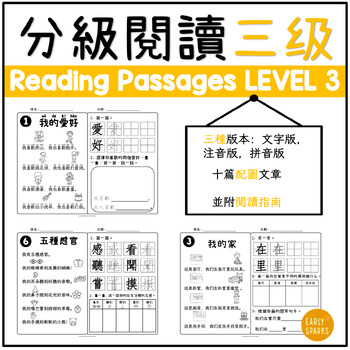 Preview of Level 3 Reading Passages in Trad Chinese w/ Zhuyin, Pinyin and Words Only 繁體中文