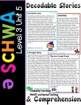 Preview of Level 3 Unit 5 Schwa Decodable Stories & Comprehension