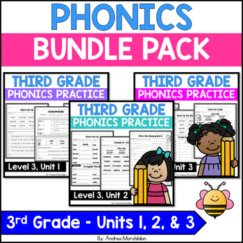 Preview of 3rd Grade Phonics Level 3 Units 1, 2, & 3 Bundle