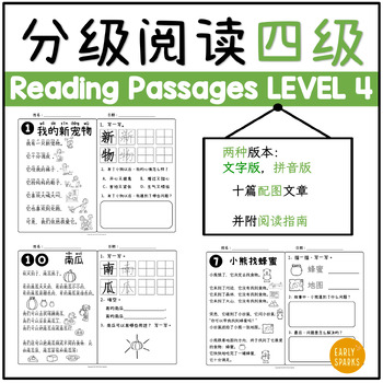 Preview of Level 4 Reading Passages in Simp Chinese w/ Pinyin and Words Only 简体中文