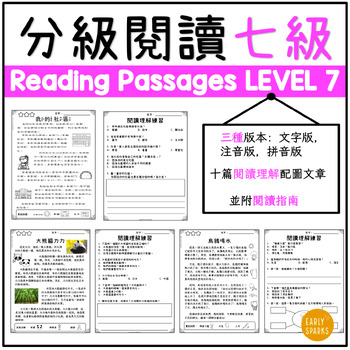 Preview of Level 7 Reading Passages in Trad Chinese w/ Pinyin, Zhuyin and Words Only 繁體中文