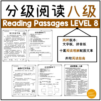 Preview of Level 8 Reading Passages in Simp Chinese w/ Pinyin and Words Only 简体中文