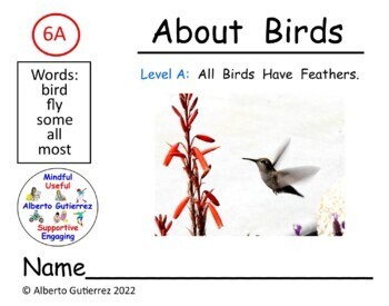 Preview of About Birds Nonfiction Book #6A