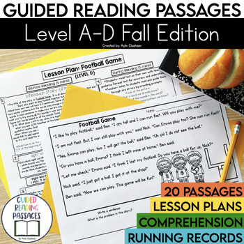 Preview of Level A-D Fall Guided Reading Passages with Comprehension and Lesson Plans