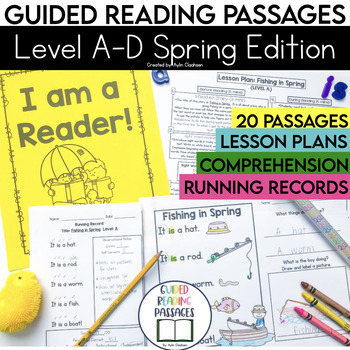 Preview of Level A-D Spring Guided Reading Passages with Comprehension and Lesson Plans