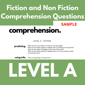 Preview of Level A Guided Reading Comprehension Questions