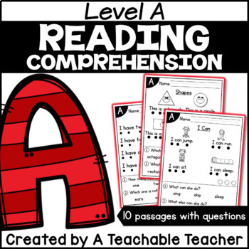 Preview of Level A Reading Comprehension Passages and Questions Digital Resource