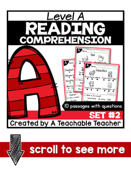 Level A Reading Comprehension Passages and Questions SET TWO | TPT