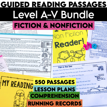 Preview of Level A-V Guided Reading Passages & Comprehension Bundle | Fiction & Nonfiction