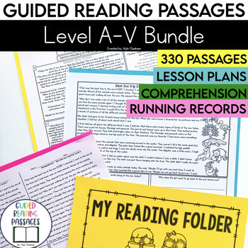 Preview of Level A-V Guided Reading Passages with Comprehension Questions Bundle | Fiction