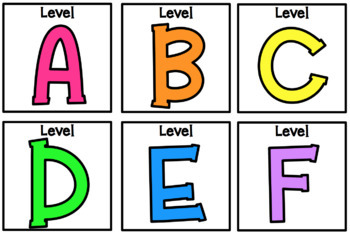 Preview of Neon Rainbow Level (A-Z) Book Bin Labels (3x3)