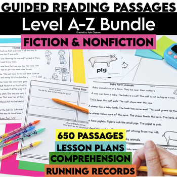 Preview of Level A-Z Guided Reading Passages Bundle | Fiction & Nonfiction | Comprehension