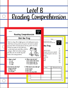 Preview of Level B Reading Comprehension and Fluency