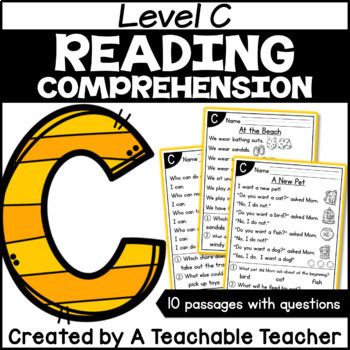 Preview of Level C Reading Comprehension Passages and Questions Digital Resource