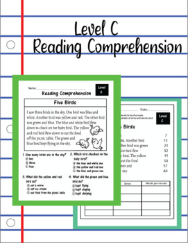 Preview of Level C Reading Comprehension and Fluency