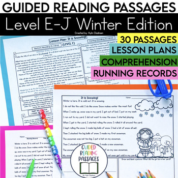 Preview of Level E-J Winter Guided Reading Passages with Comprehension Questions 1st Grade