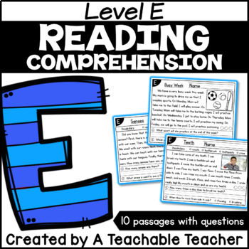 Preview of Level E Reading Comprehension Passages and Questions