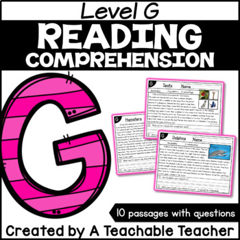 Preview of Level G Reading Comprehension Passages and Questions Digital Resource