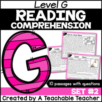 Preview of Level G Reading Comprehension Passages and Questions SET TWO Digital Resource