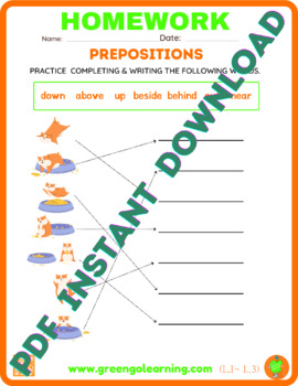 Preview of Prepositions of Place / HOMEWORK / Level I / Lesson 3 - (easy to check task)