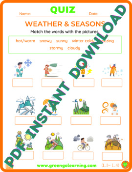Preview of Seasons & Weather / QUIZ / Level I / Lesson 4 - (easy check assessment)