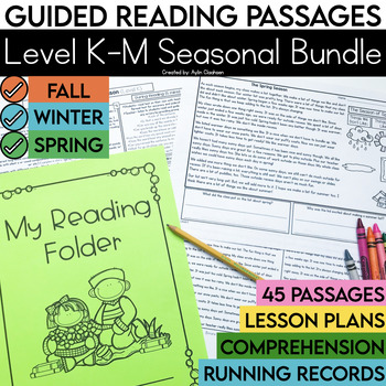 Preview of Level K-M Seasonal Guided Reading Passages with Comprehension Bundle 2nd Grade