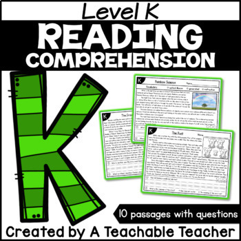 Preview of Level K Reading Comprehension Passages Digital Resource