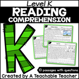 Level K Reading Comprehension Passages Digital Resource