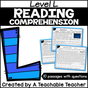 Preview of Level L Reading Comprehension Activities Passages and Questions Homework