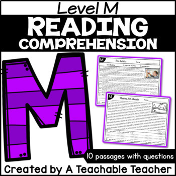 Preview of Level M Reading Comprehension Activities Passages and Questions Homework Review