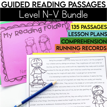 Preview of 3rd 4th 5th Grade Reading Passages with Comprehension Questions Bundle Level N-V