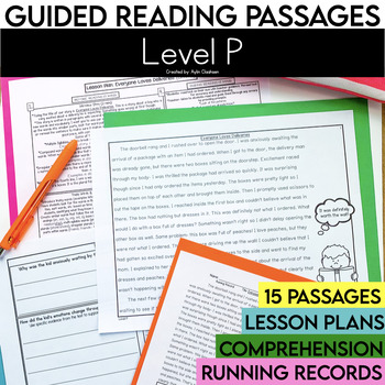 Preview of Level P Guided Reading Passages with Comprehension Questions | 3rd Grade Fiction
