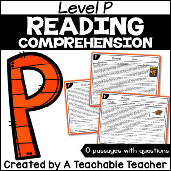 Preview of Level P Reading Comprehension Passages Digital Resource