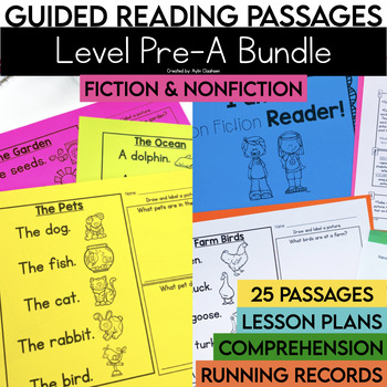 Preview of Level Pre-A Guided Reading Passages Bundle | Fiction and Nonfiction