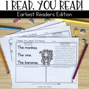Preview of Level Pre-A Reading Homework | I Read, You Read Passages and Comprehension