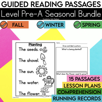 Preview of Level Pre-A Seasonal Guided Reading Passages | Lesson Plans & Comprehension