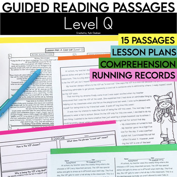 Preview of Level Q 4th Grade Guided Reading Passages and Comprehension Questions | Fiction