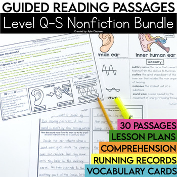 Preview of Level Q-S 4th Grade Nonfiction Guided Reading Passages & Comprehension Bundle