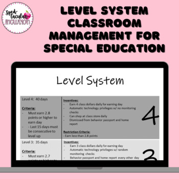 Preview of Level System for Middle and High School Special Education Classroom Management