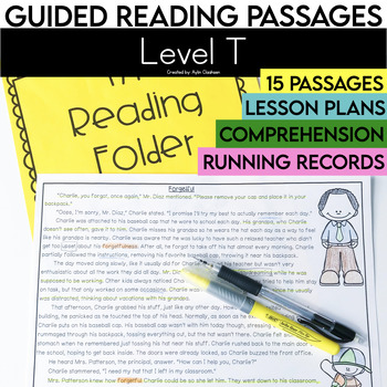 Preview of Level T Guided Reading Passages with Comprehension Questions | 5th Grade Fiction