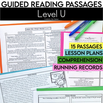 Preview of Level U Guided Reading Passages with Comprehension Questions | 5th Grade Fiction