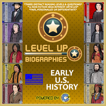 Preview of Level Up Reading -- Biographies -- Early America - Paired Text Bundle