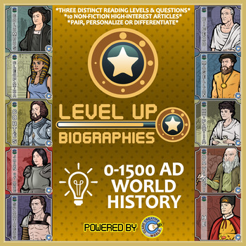 Preview of Level Up Reading -- Biographies -- Early World History - Paired Text Bundle
