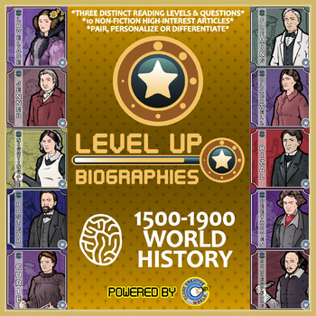 Preview of Level Up Reading -- Biographies -- Modern World History - Paired Text Bundle