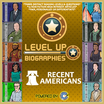 Preview of Level Up Reading -- Biographies -- Recent U.S. History - Paired Text Bundle